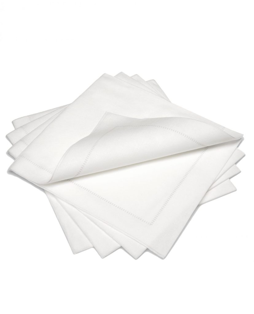 Dinner Napkins White "Hemstitch" Silver Grey 40 x 40 cm Les